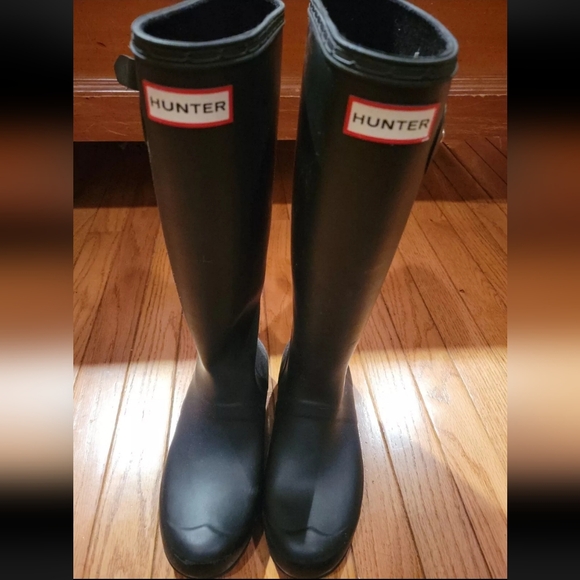 HUNTER BOOTS TALL SZ 6 BLACK - Picture 1 of 4